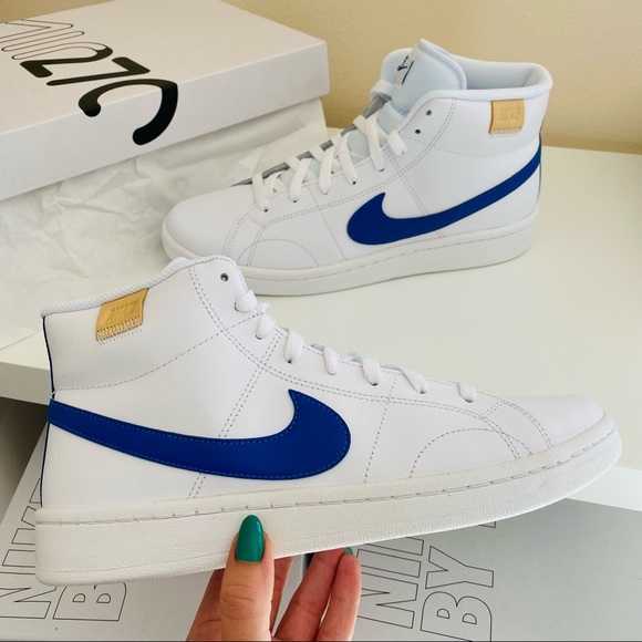New Nike court royale 2 white mid top sneakers shoes blue swoosh - Picture 4 of 8